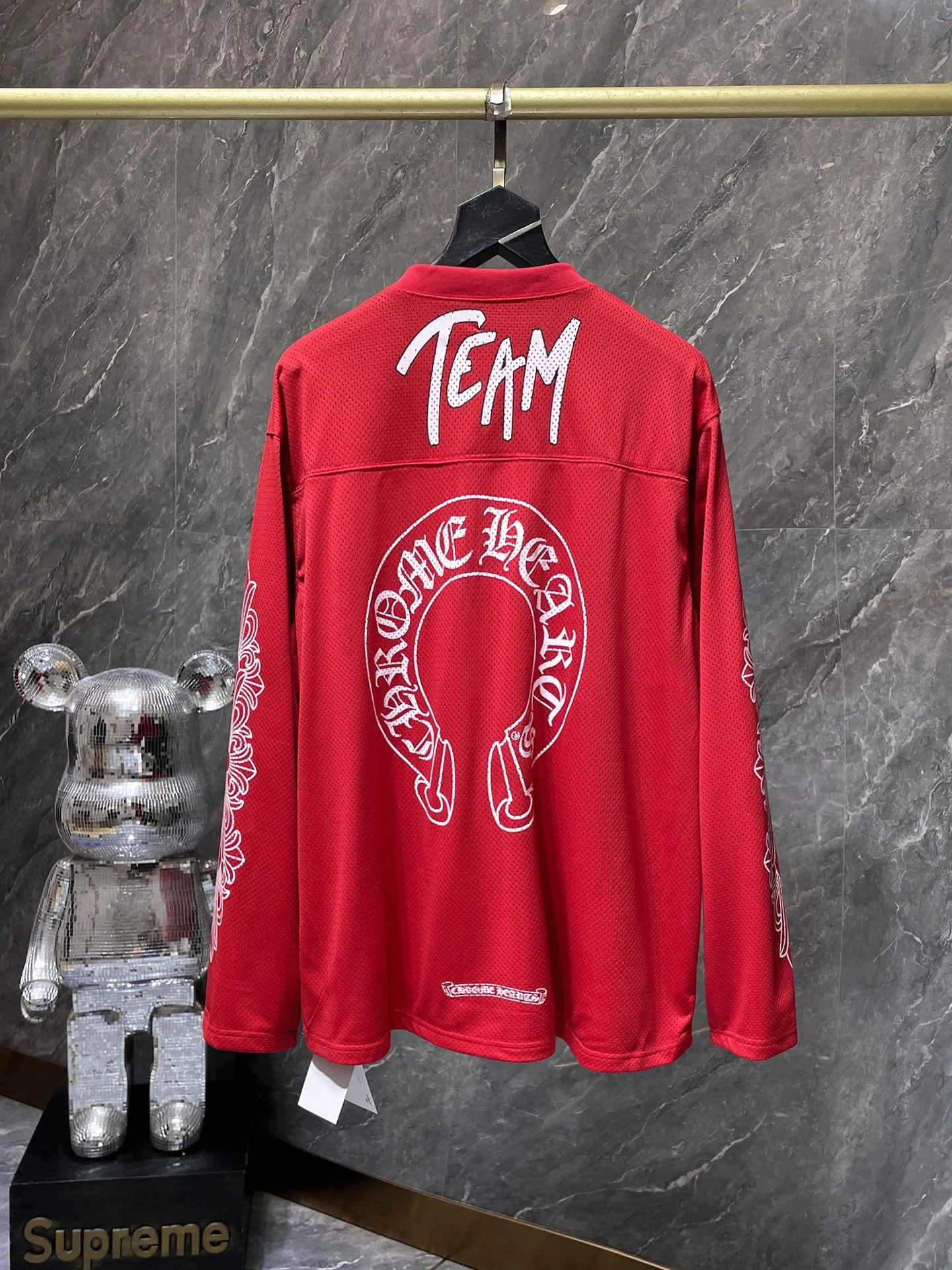 P216 Chrome Hearts 25ss customized version of high gram weight uniform fabric Chrome Mattyboy official website limited flower arm ice hockey uniform counter synchronization 1:1 replica version Recommended color: red. Size: S, M, L, XL